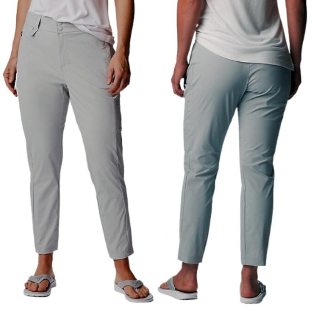 Columbia Omni Pants Outdoor Lightweight Cropped Performance Wear Gray SZ 14 - Picture 1 of 16